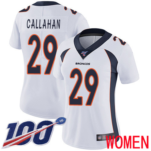 Women Denver Broncos #29 Bryce Callahan White Vapor Untouchable Limited Player 100th Season Football NFL Jersey